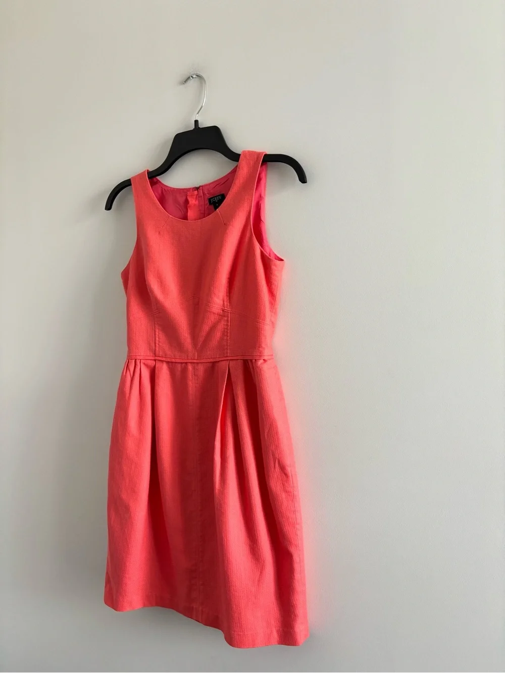 J.Crew Dress Fit Flare Cotton Coral Peach Sleeveless Womens 0 Preppy Classic Y2K